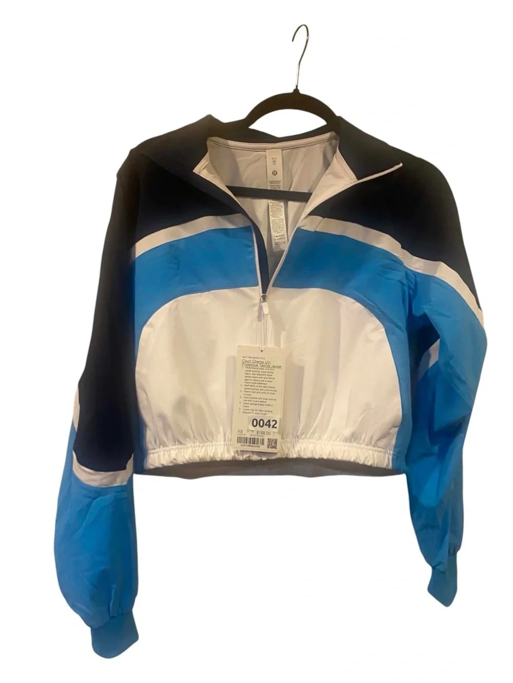 NWT Lululemon Court Charm UV Protective Tennis Jacket OCEAN BLUE/WHITE Size XS